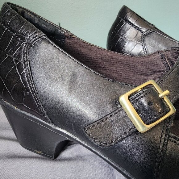 Clarks Ingalls Artic Mary Jane Shoes 10M Black Leather Crocodile Design - Picture 8 of 11